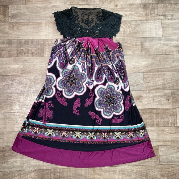 C Graffiti Paisley Print Y2K Tunic Top Made In USA Size M - Picture 5 of 8